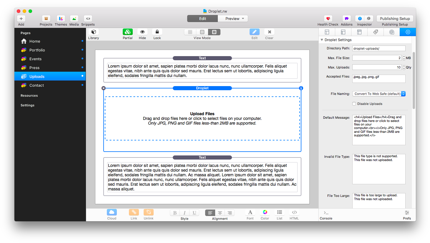 Website Content Management System Interface PNG Image