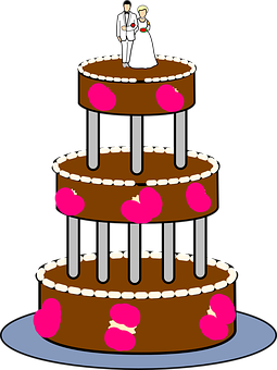 Wedding Cake Topper Cartoon PNG Image