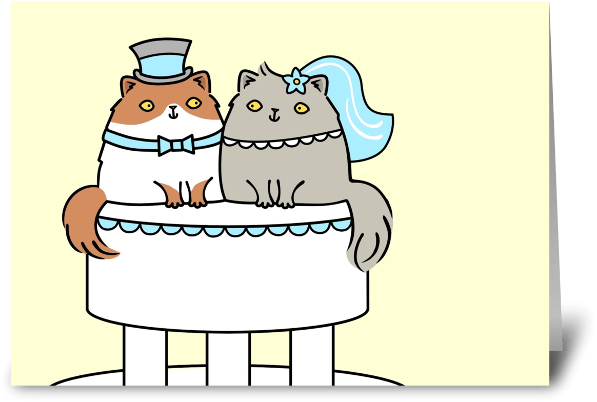 Wedding Cats Cartoon PNG Image