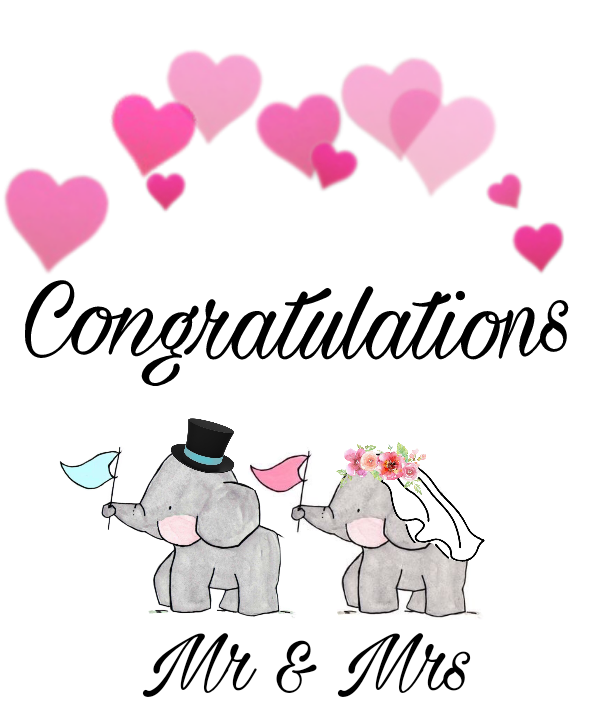 Wedding Congratulations Elephants Heart Crown.png PNG Image