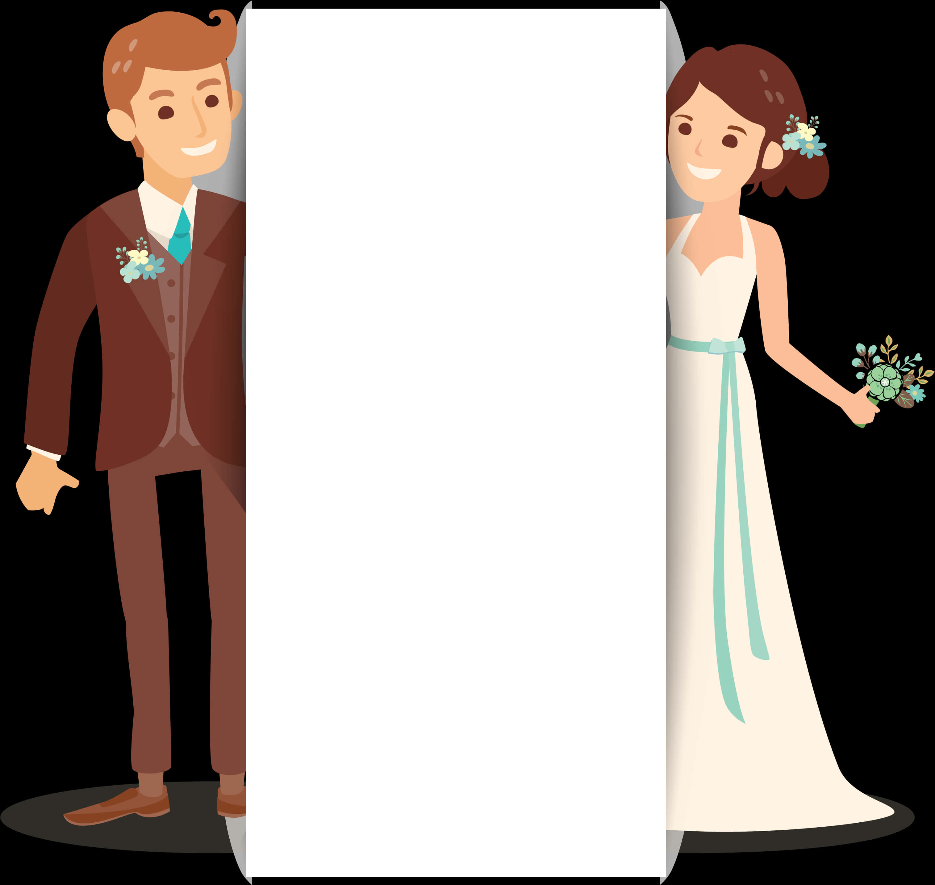 Wedding Couple Cartoon Illustration PNG Image