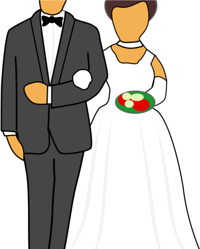 Wedding Couple Cartoon Illustration PNG Image