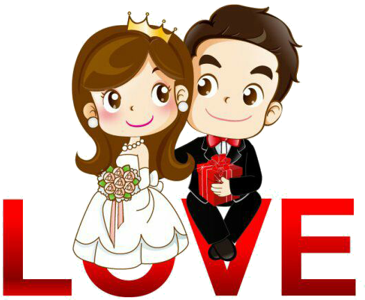 Wedding Couple Cartoon Love Illustration PNG Image