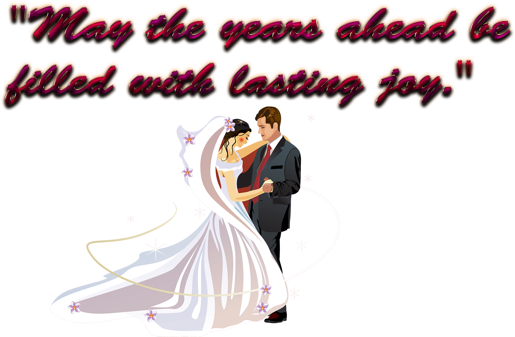 Wedding Couple Joyful Wishes PNG Image