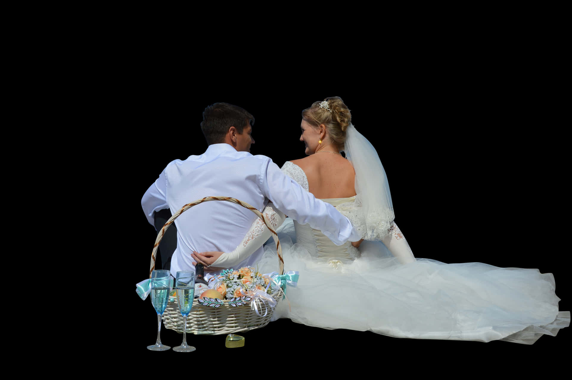 Wedding Couple Sharing Moment PNG Image