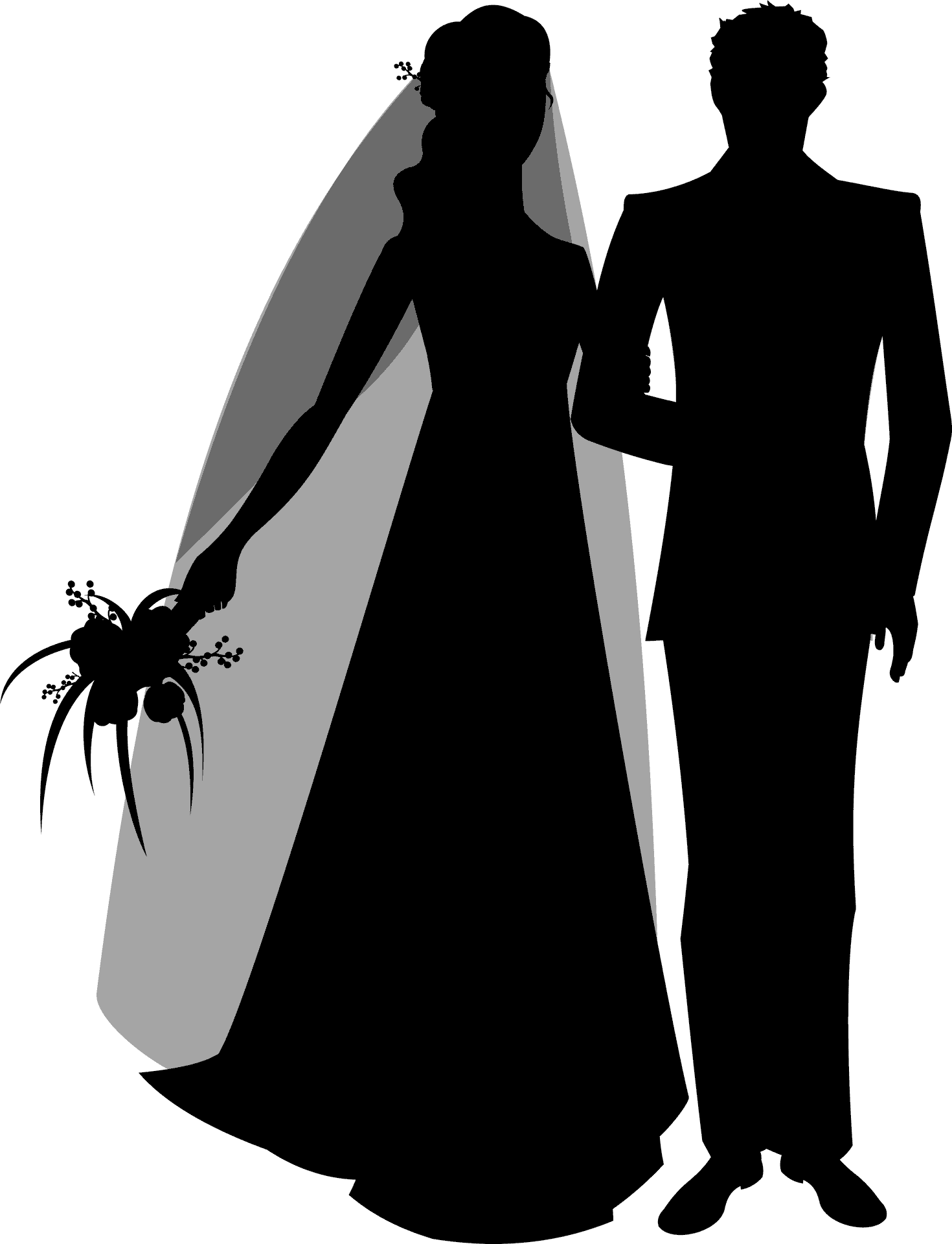 Wedding Couple Silhouette PNG Image