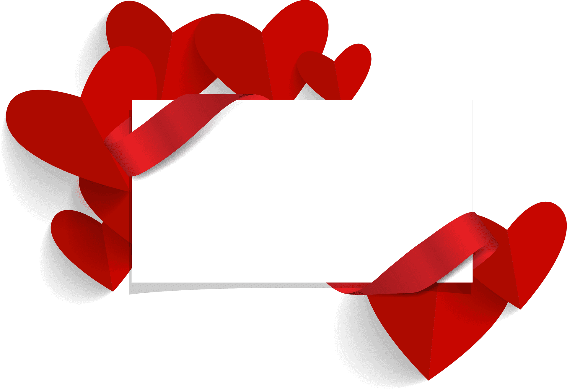 Wedding Invitation Card Red Hearts Ribbon PNG Image