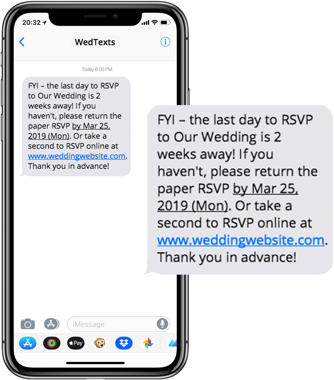 Wedding R S V P Reminder Text Message PNG Image