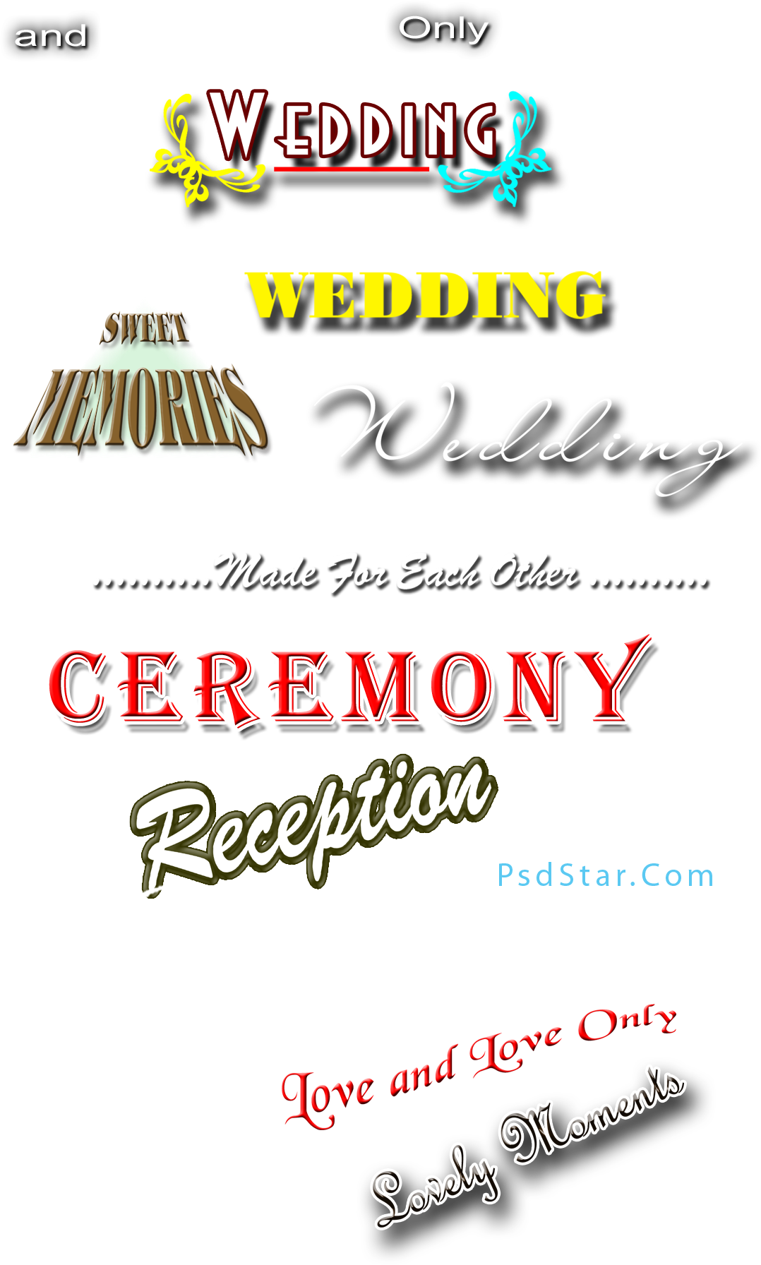 Wedding Text Design Elements PNG Image