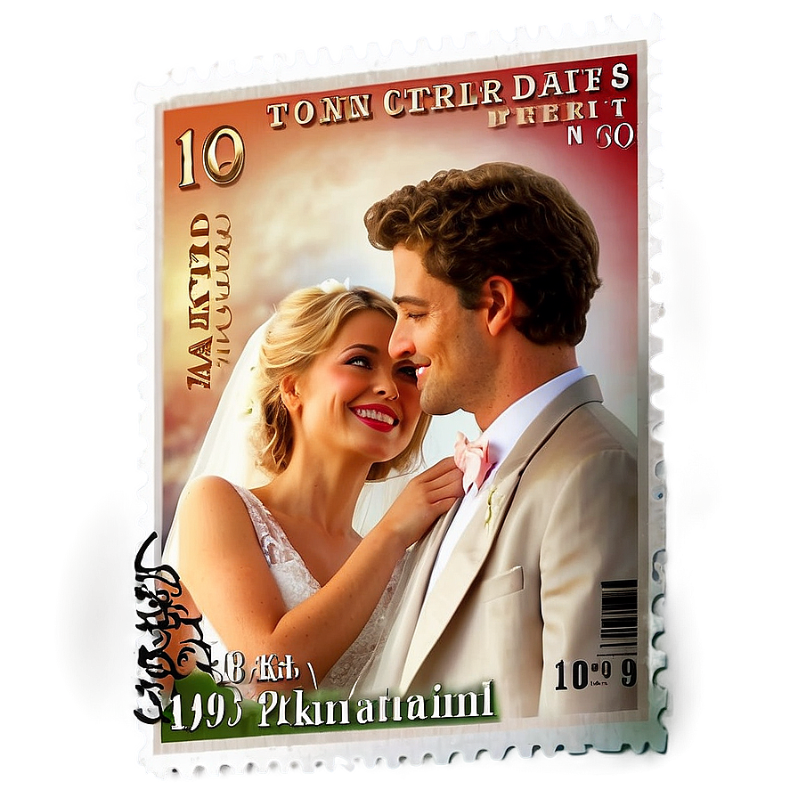 Wedding Themed Postage Stamp Png 06122024 PNG Image