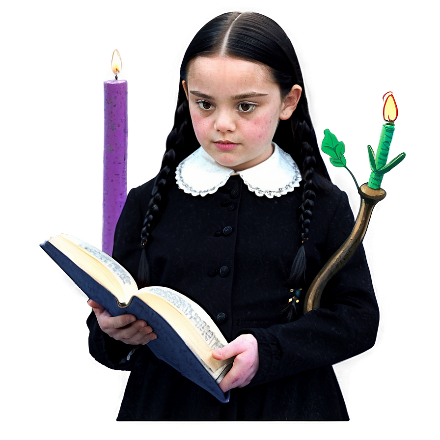 Wednesday Addams Candlelit Reading Png Bfi PNG Image