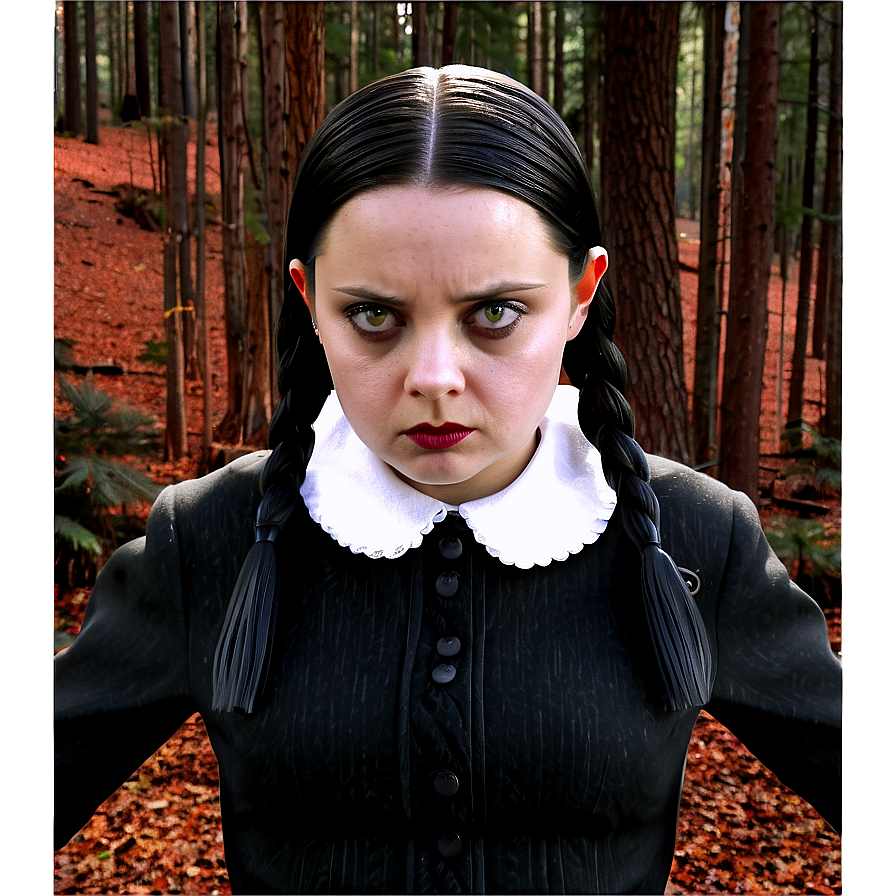 Wednesday Addams In The Woods Png Hri50 PNG Image