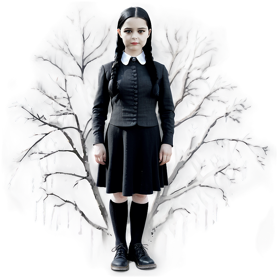 Wednesday Addams In The Woods Png Mca50 PNG Image