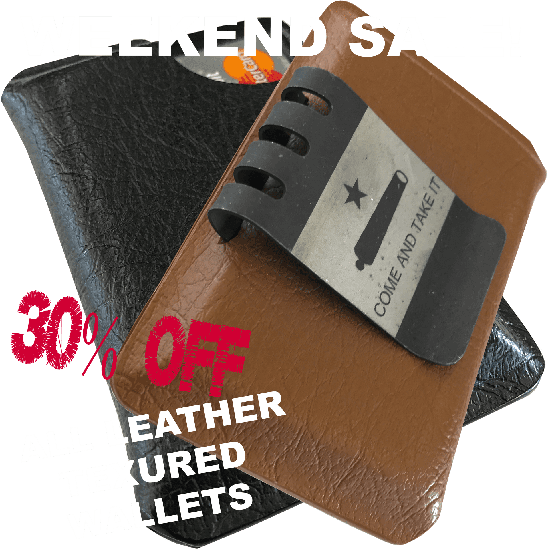 Weekend Sale Leather Wallets30 Percent Off PNG Image