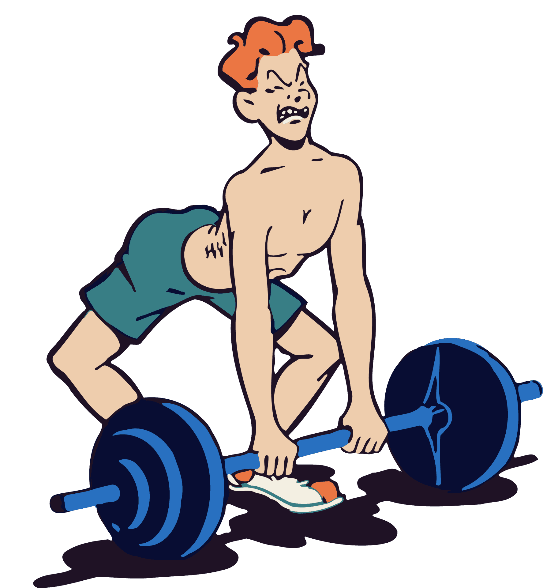 Weightlifter Struggle Cartoon PNG Image