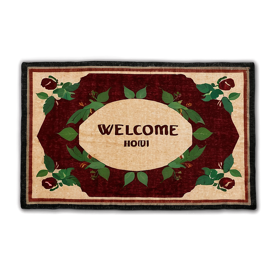 Welcome Door Rug With Coffee Design Png 06282024 PNG Image