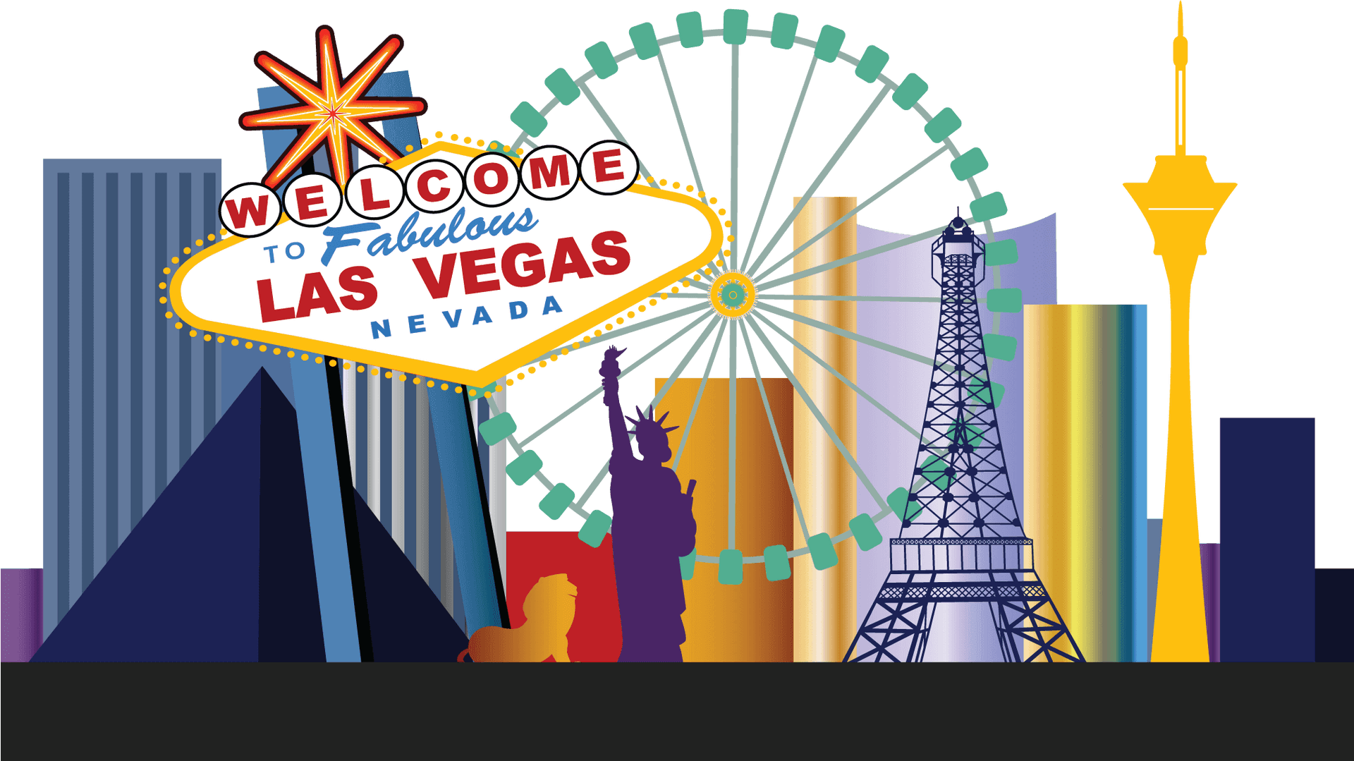 Welcometo Las Vegas Signand Landmarks PNG Image