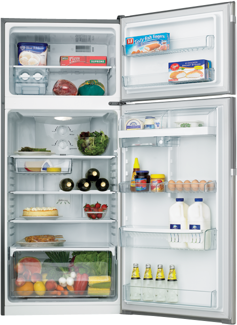 Well Stocked Open Refrigerator PNG Image