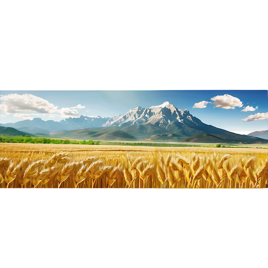 Wheat Field And Mountains Png 8 PNG Image