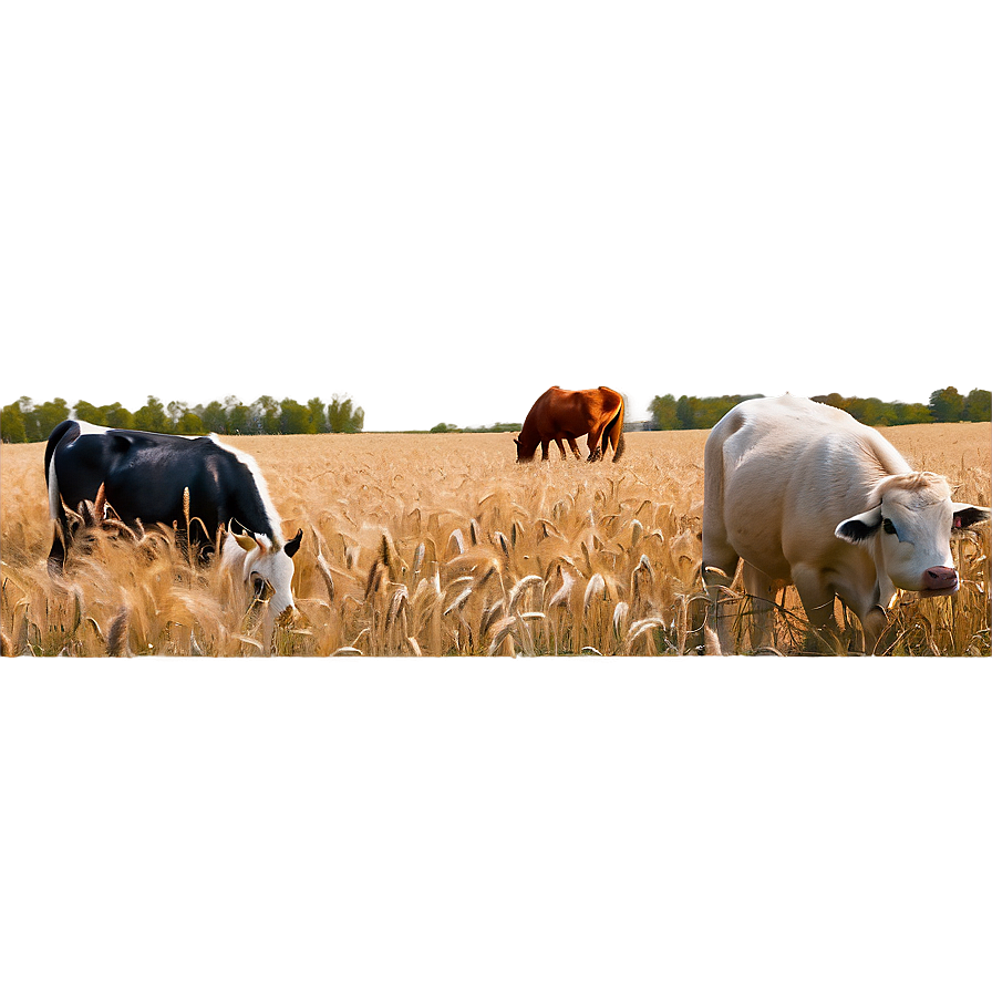 Wheat Field With Farm Animals Png 36 PNG Image