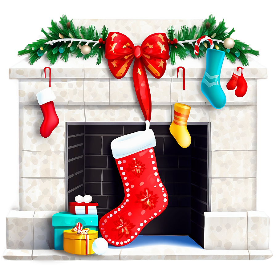 Whimsical Christmas Fireplace Decor Png 06262024 PNG Image