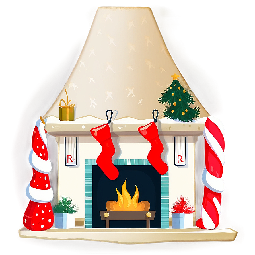 Whimsical Christmas Fireplace Decor Png 06262024 PNG Image