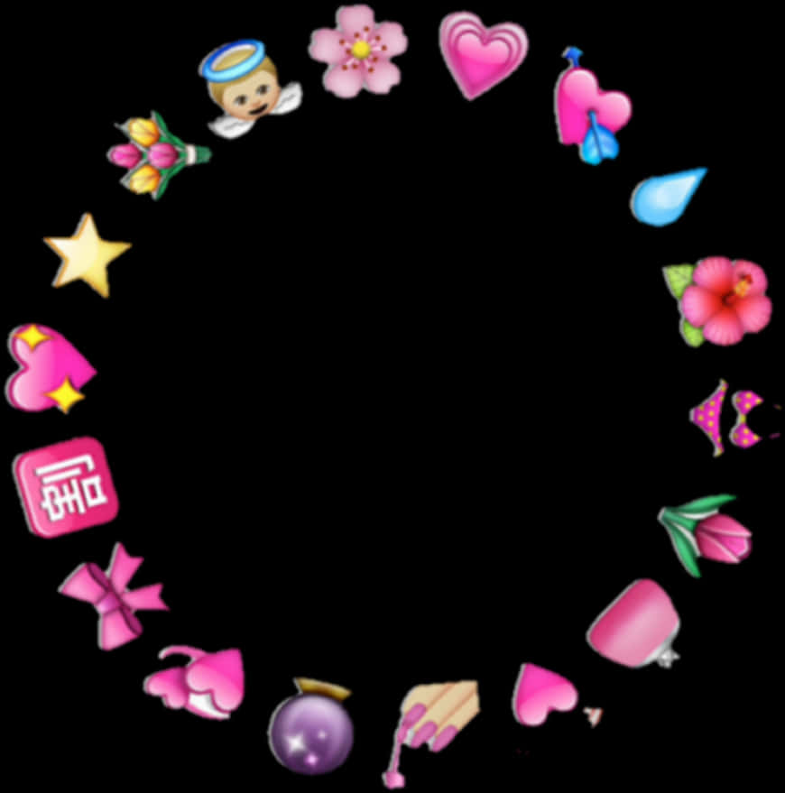 Whimsical Emoji Circle Frame PNG Image