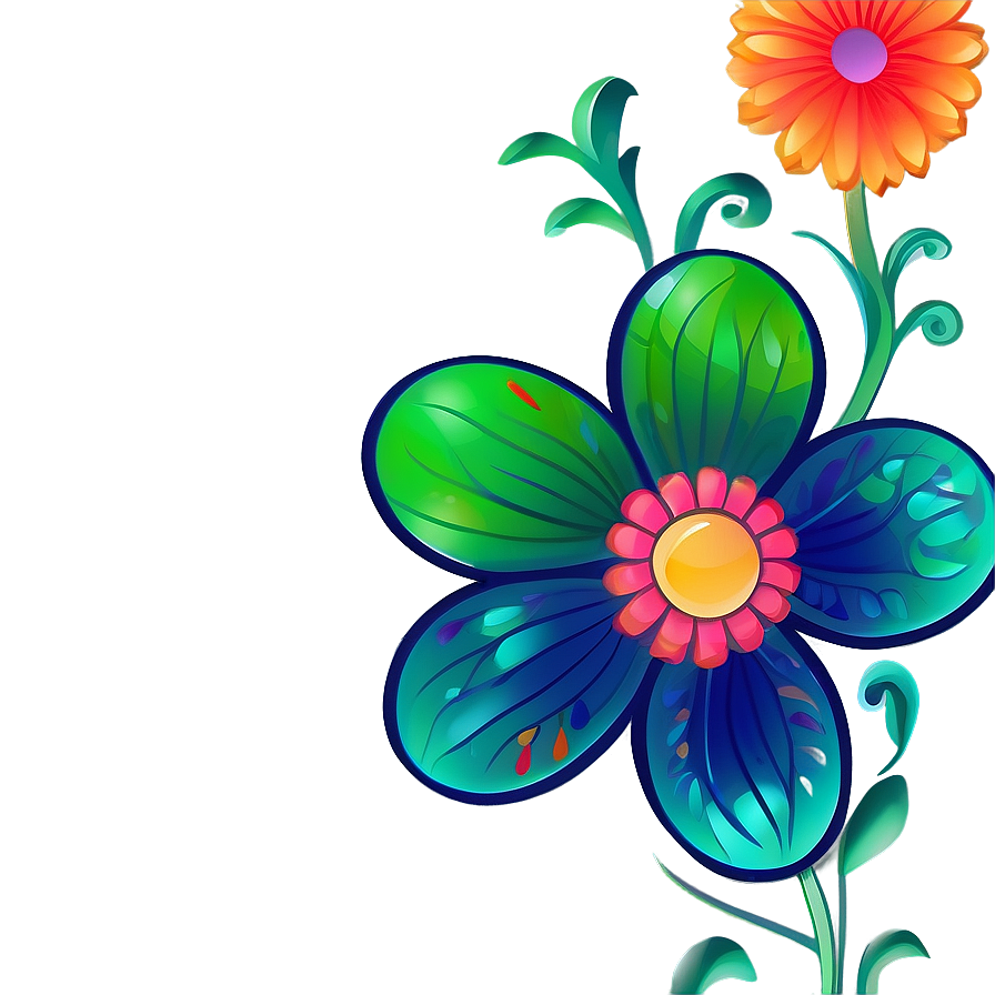 Whimsical Flower Outline Art Png 13 PNG Image