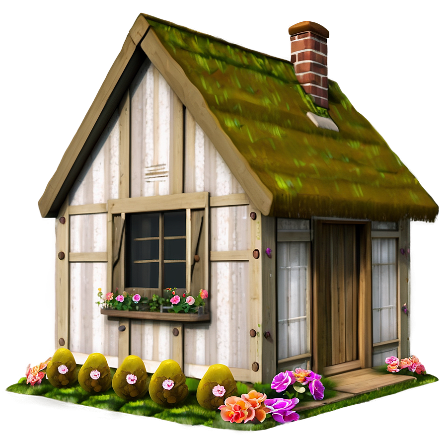 Whimsical Garden Cottage Png Bwk PNG Image