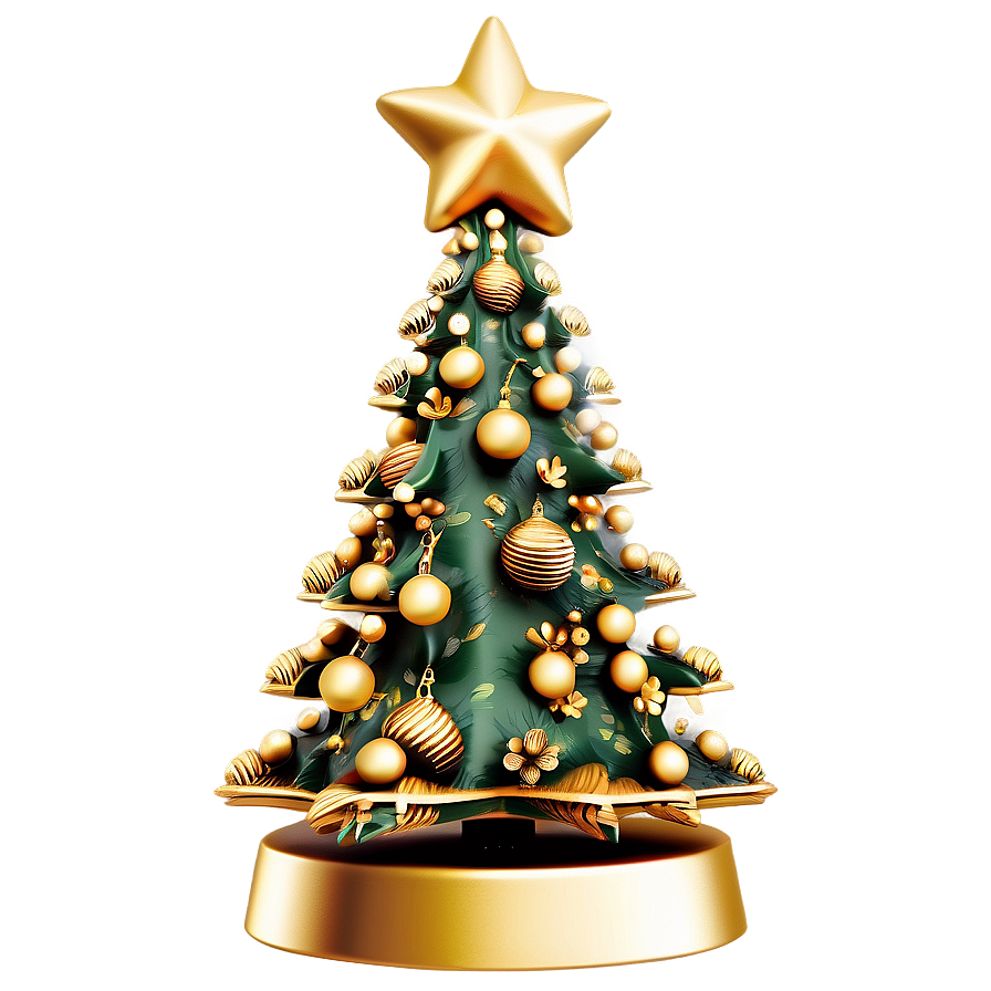 Whimsical Gold Christmas Tree Ideas Png 06282024 PNG Image