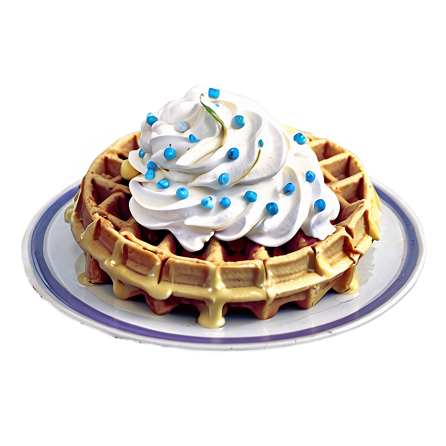 Whipped Cream Topped Waffle Png Lmo PNG Image