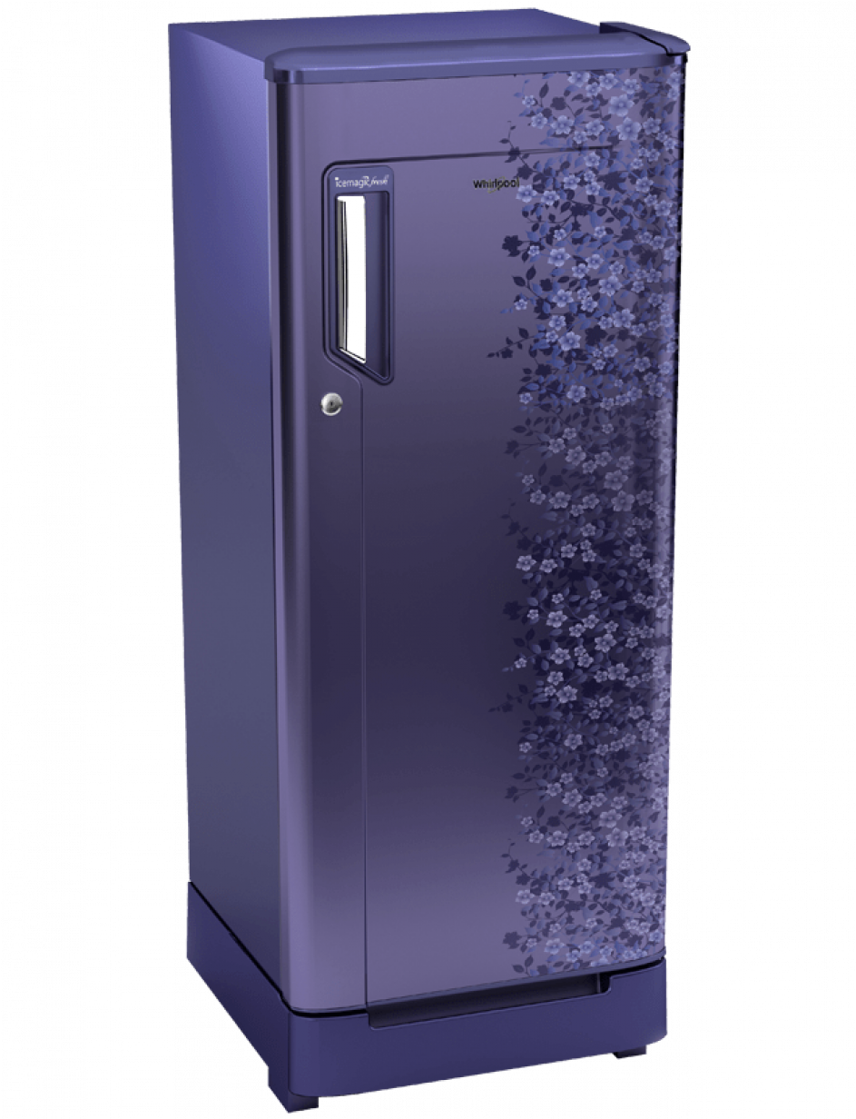 Whirlpool Single Door Refrigerator Floral Design PNG Image