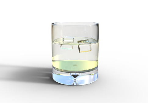 Whiskey Glass With Ice Cubes PNG Image