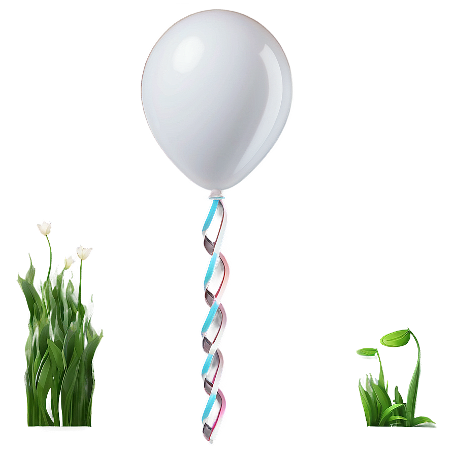 White Balloon Ribbon Png Vie1 PNG Image