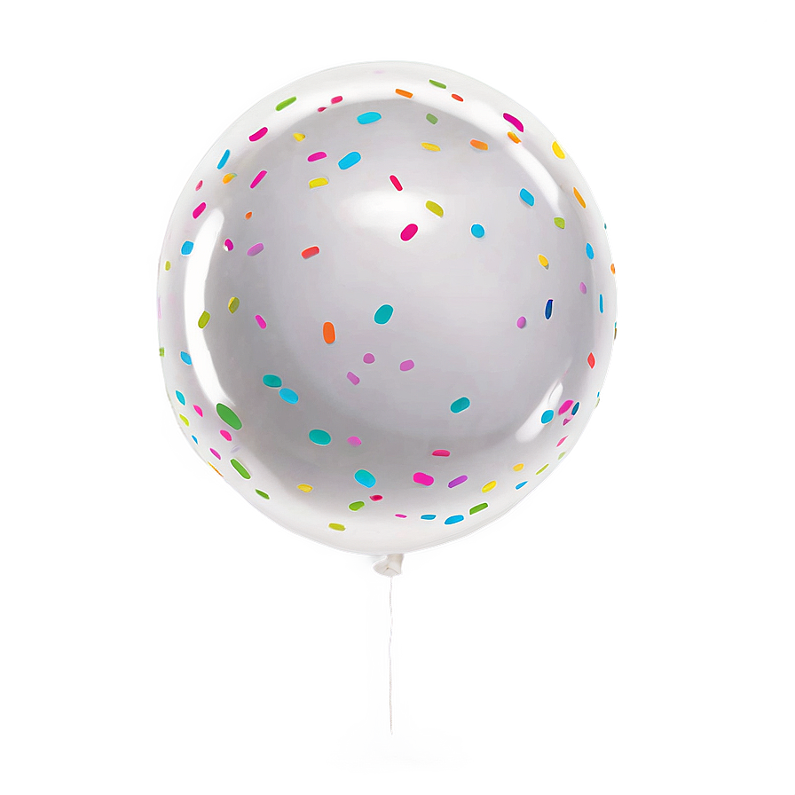 White Balloon With Confetti Png 2 PNG Image