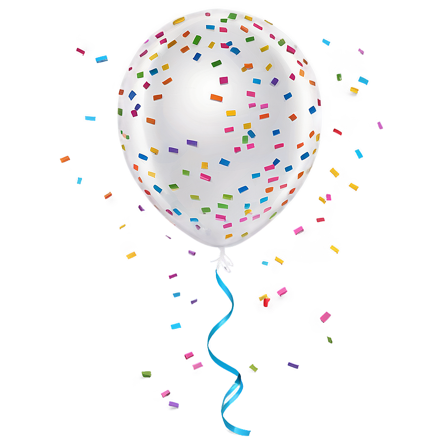 White Balloon With Confetti Png Awn52 PNG Image