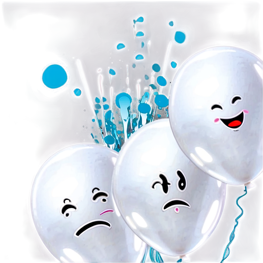 White Balloons With Faces Png Oam94 PNG Image