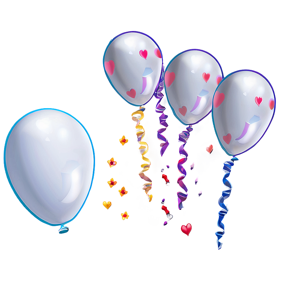 White Balloons With Hearts Png Jlw PNG Image