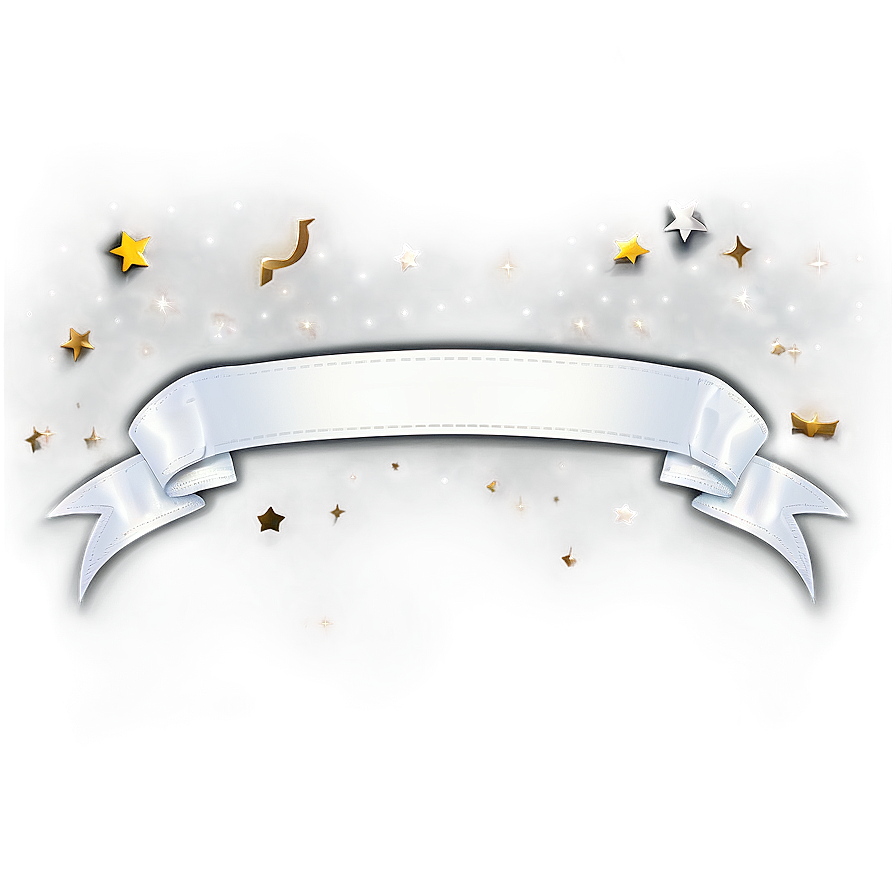 White Banner With Stars Png 20 PNG Image