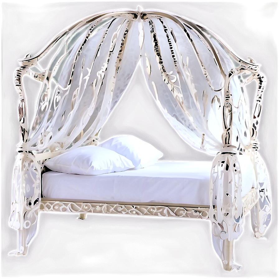 White Bed With Canopy Png Mbq94 PNG Image