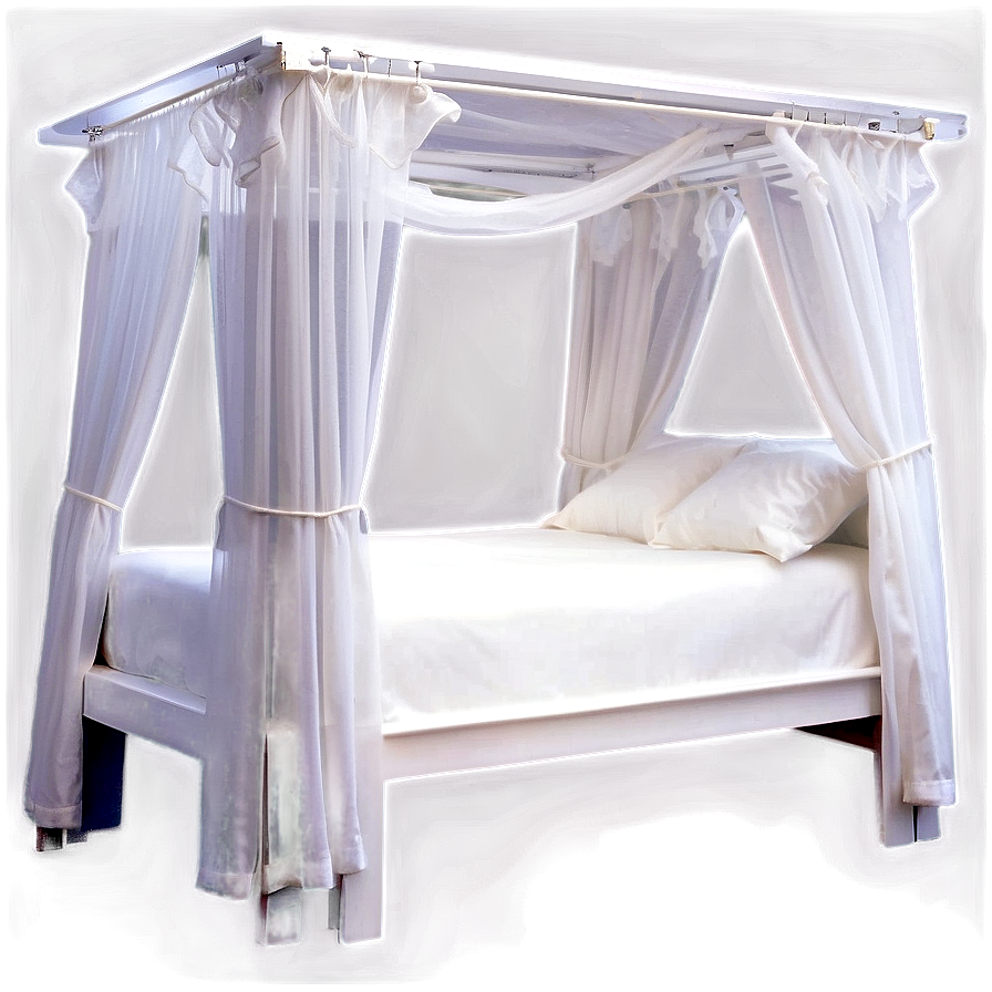 White Bed With Canopy Png Omj75 PNG Image