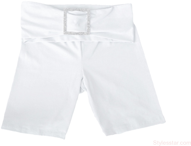 White Bermuda Shortswith Embellished Belt PNG Image