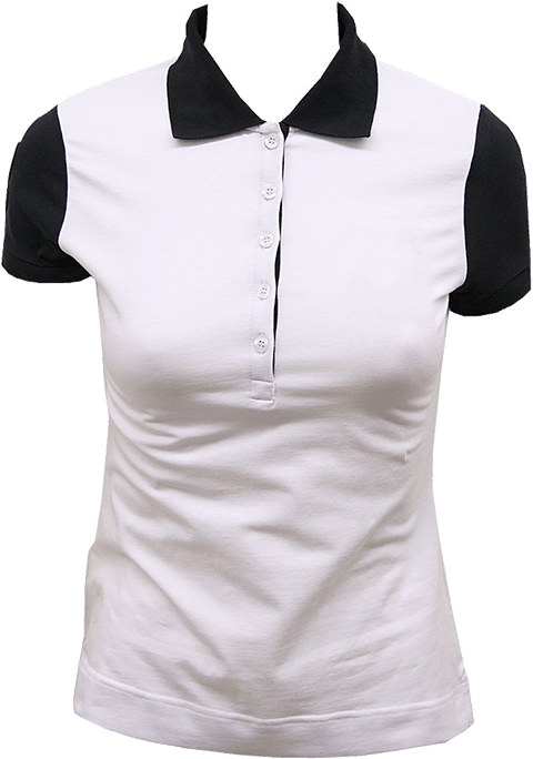 White Black Contrast Collar Polo Shirt PNG Image