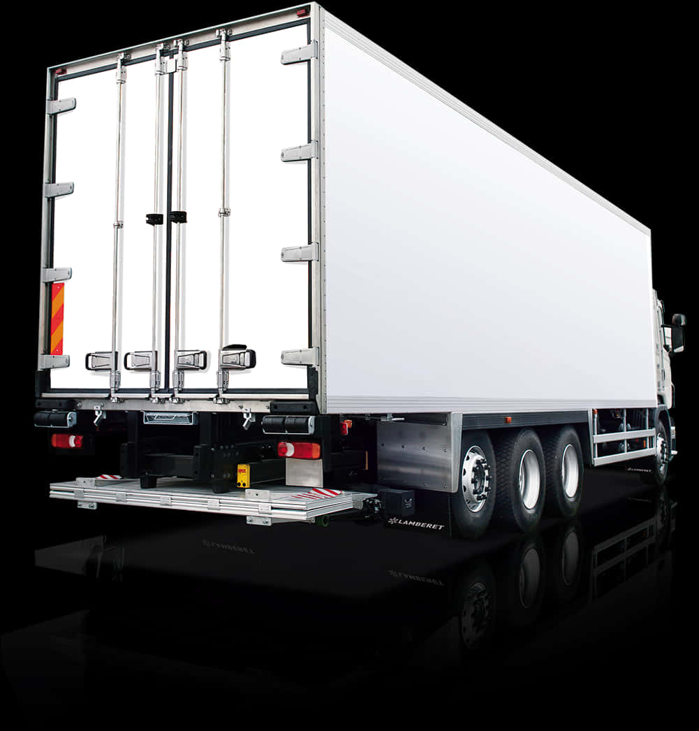 White Box Truck Rear View PNG Image