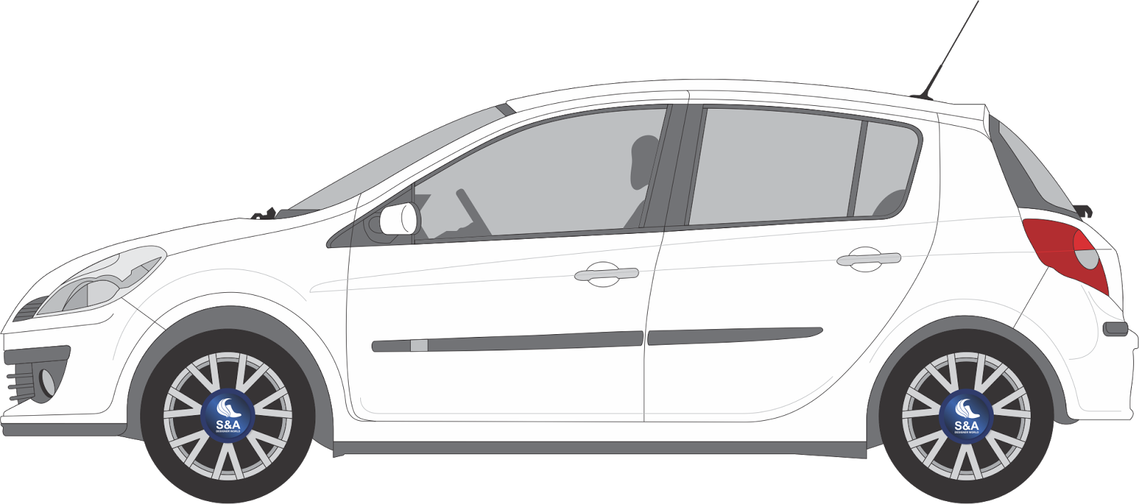 White Buick Hatchback Illustration PNG Image