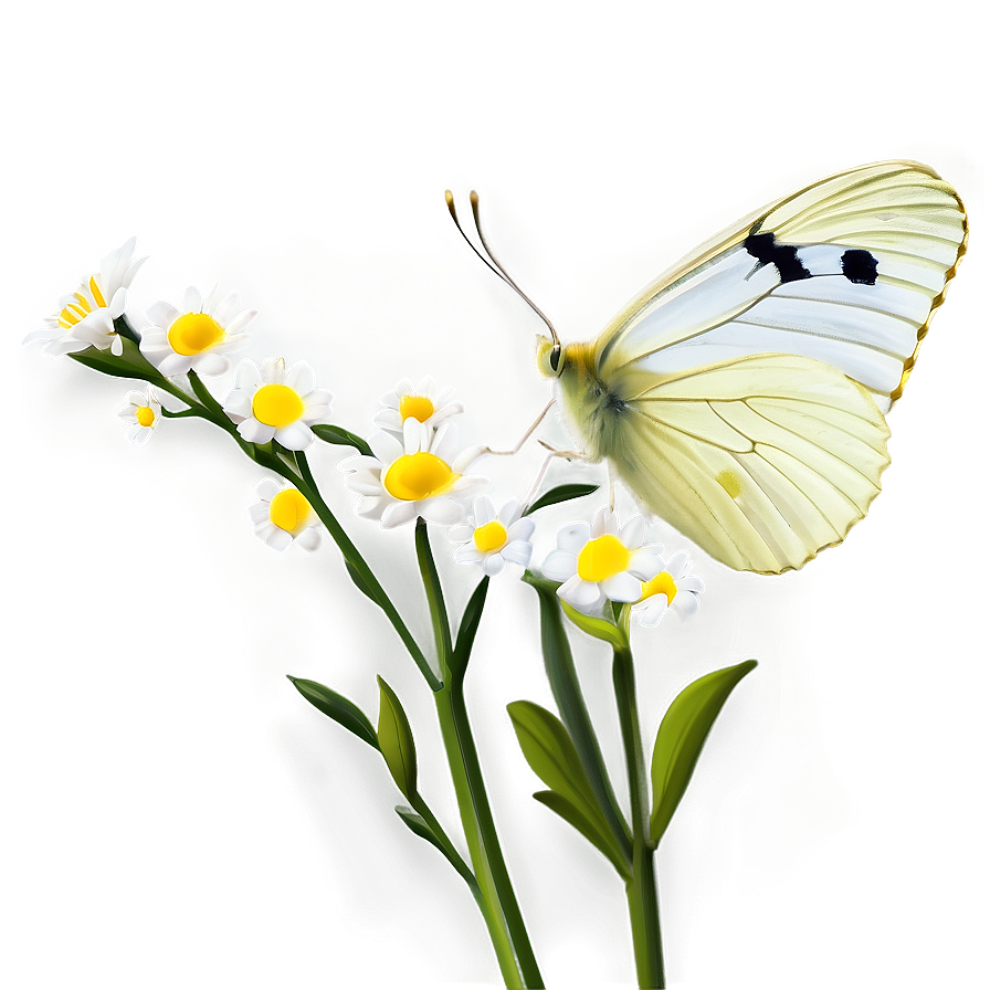 White Butterfly On Flower Png 06122024 PNG Image