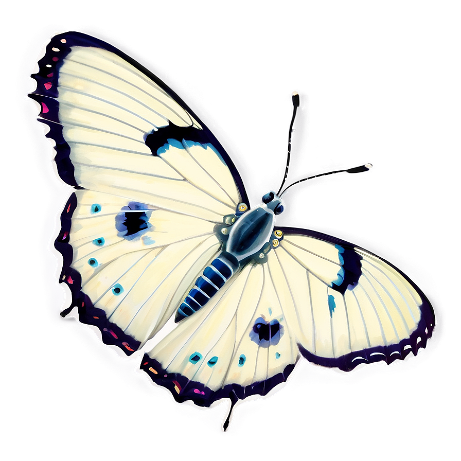 White Butterfly Side View Png Skq PNG Image