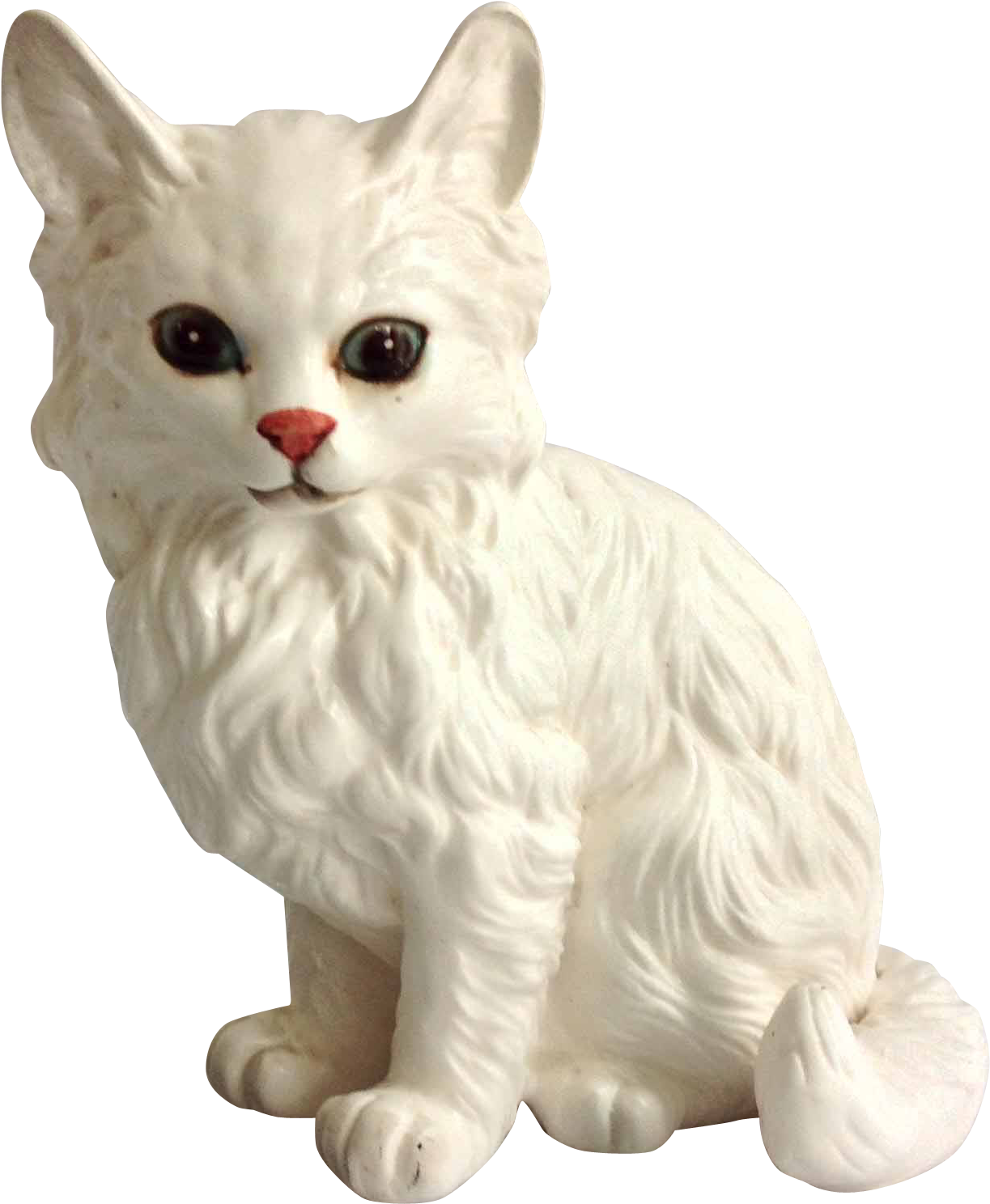 White Ceramic Cat Figurine PNG Image