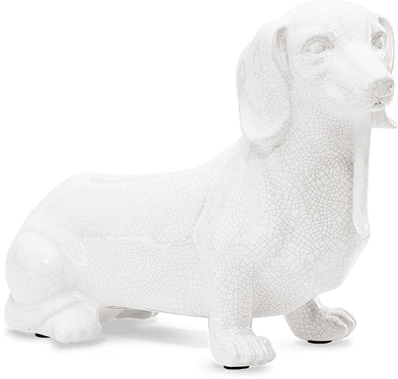 White Ceramic Dachshund Sculpture PNG Image