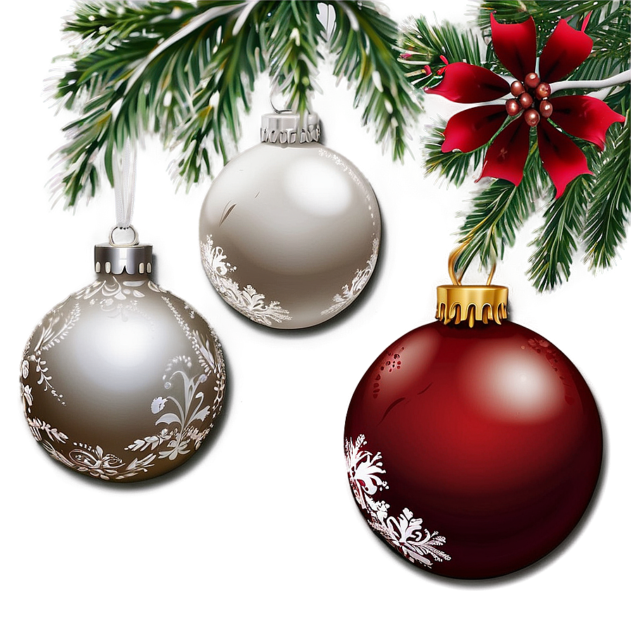 White Christmas Ornaments Png 05252024 PNG Image